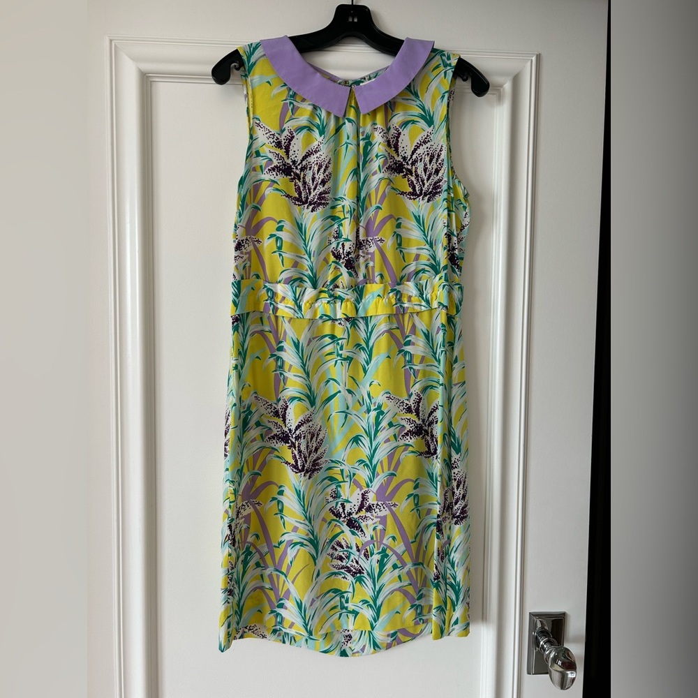 Kate Spade Floral Sleeveless Dress with Purple Collar💜🦋🌸